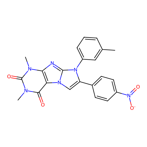 1,3-dimethyl-7-(4-nitrophenyl)-8-(m-tolyl)-1H-imidazo[2,1-f]purine-2,4(3H,8H)-dione structure