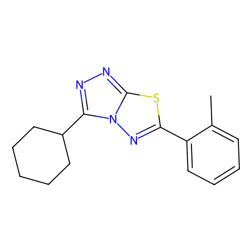 3-Cyclohexyl-6-(2-methylphenyl)[1,2,4]triazolo[3,4-b][1,3,4]thiadiazole structure
