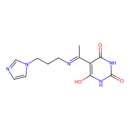5-[1-(3-imidazol-1-ylpropylamino)ethylidene]-1,3-diazinane-2,4,6-trione structure