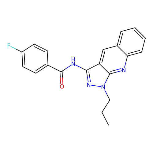 4-fluoro-N-(1-propylpyrazolo[3,4-b]quinolin-3-yl)benzamide structure