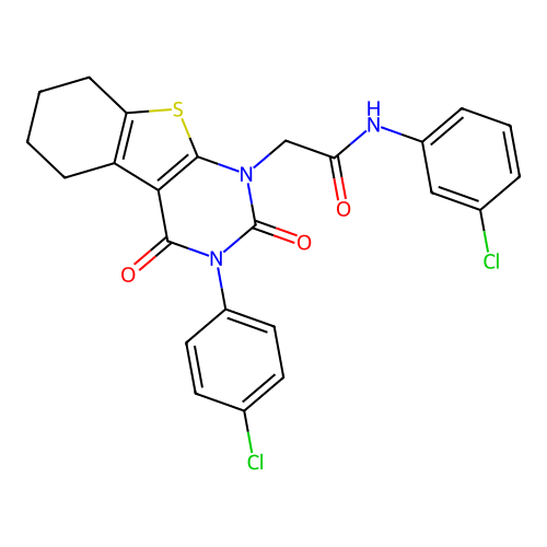 N-(3-chlorophenyl)-2-(3-(4-chlorophenyl)-2,4-dioxo-3,4,5,6,7,8-hexahydrobenzo[4,5]thieno[2,3-d]pyrimidin-1(2H)-yl)acetamide structure