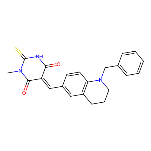 (5E)-5-[(1-benzyl-1,2,3,4-tetrahydroquinolin-6-yl)methylidene]-1-methyl-2-sulfanylpyrimidine-4,6(1H,5H)-dione structure
