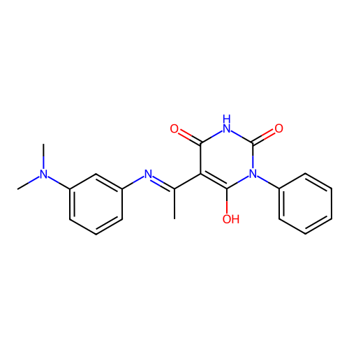 (5E)-5-[1-[3-(dimethylamino)anilino]ethylidene]-1-phenyl-1,3-diazinane-2,4,6-trione structure