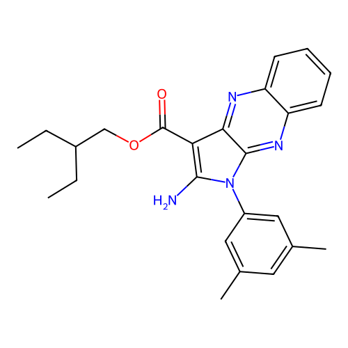 2-ethylbutyl 2-amino-1-(3,5-dimethylphenyl)-1H-pyrrolo[2,3-b]quinoxaline-3-carboxylate structure