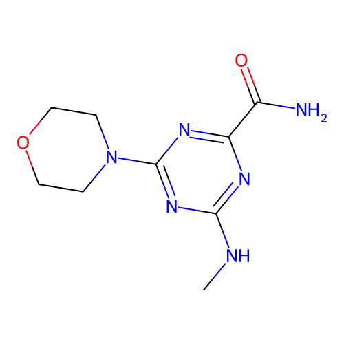 4-(Methylamino)-6-morpholin-4-yl-1,3,5-triazine-2-carboxamide structure