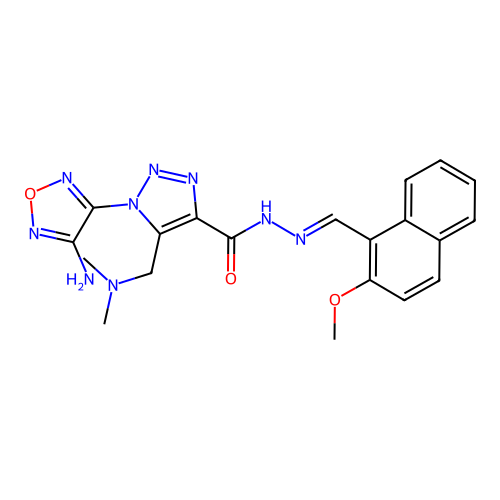 (E)-1-(4-amino-1,2,5-oxadiazol-3-yl)-5-((dimethylamino)methyl)-N'-((2-methoxynaphthalen-1-yl)methylene)-1H-1,2,3-triazole-4-carbohydrazide structure