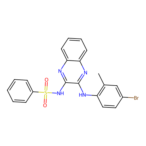 N-(3-((4-bromo-2-methylphenyl)amino)quinoxalin-2-yl)benzenesulfonamide structure