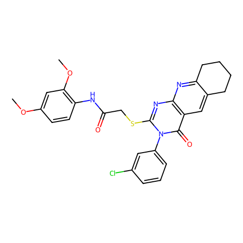 2-((3-(3-chlorophenyl)-4-oxo-3,4,6,7,8,9-hexahydropyrimido[4,5-b]quinolin-2-yl)thio)-N-(2,4-dimethoxyphenyl)acetamide structure