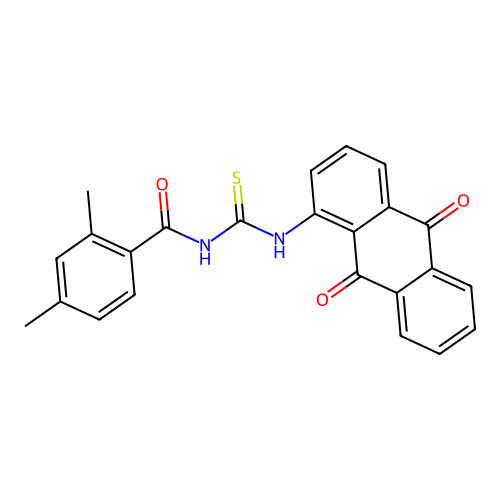 N-[(9,10-dioxo-9,10-dihydroanthracen-1-yl)carbamothioyl]-2,4-dimethylbenzamide structure