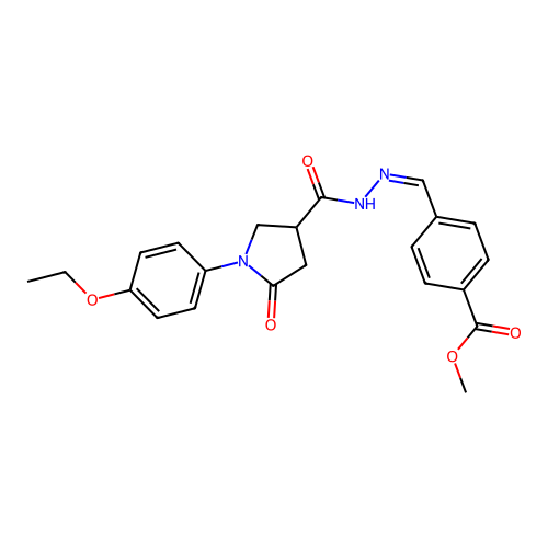 (Z)-methyl 4-((2-(1-(4-ethoxyphenyl)-5-oxopyrrolidine-3-carbonyl)hydrazono)methyl)benzoate structure
