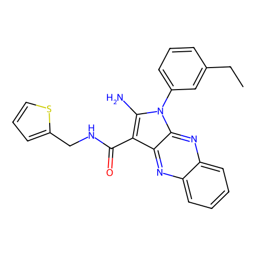2-amino-1-(3-ethylphenyl)-N-(thiophen-2-ylmethyl)-1H-pyrrolo[2,3-b]quinoxaline-3-carboxamide structure