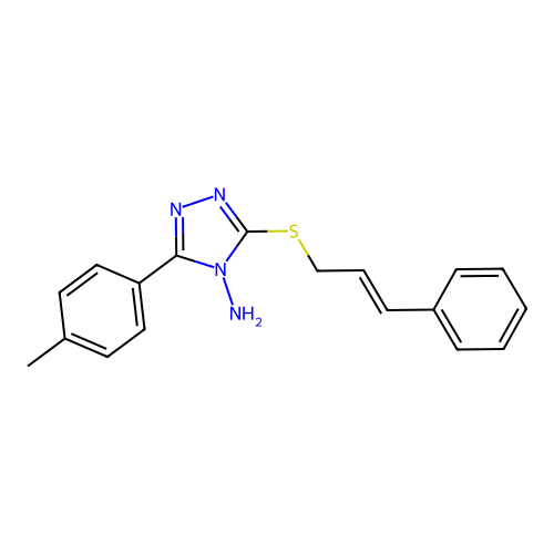 3-(cinnamylthio)-5-(p-tolyl)-4H-1,2,4-triazol-4-amine structure