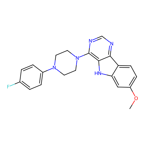 4-[4-(4-fluorophenyl)piperazin-1-yl]-7-methoxy-5H-pyrimido[5,4-b]indole structure