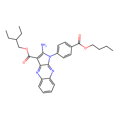 2-ethylbutyl 2-amino-1-(4-butoxycarbonylphenyl)pyrrolo[3,2-b]quinoxaline-3-carboxylate structure