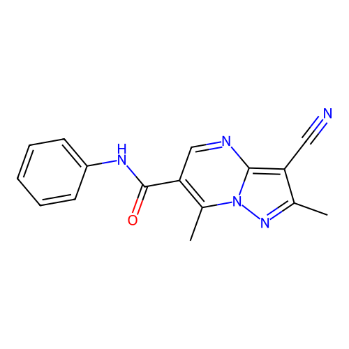 3-cyano-2,7-dimethyl-N-phenylpyrazolo[1,5-a]pyrimidine-6-carboxamide structure