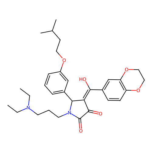 1-(3-(diethylamino)propyl)-4-(2,3-dihydrobenzo[b][1,4]dioxine-6-carbonyl)-3-hydroxy-5-(3-(isopentyloxy)phenyl)-1h-pyrrol-2(5h)-one structure