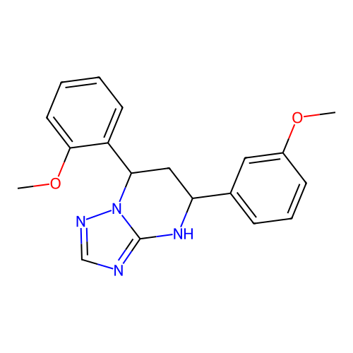 7-(2-methoxyphenyl)-5-(3-methoxyphenyl)-4,5,6,7-tetrahydro[1,2,4]triazolo[1,5-a]pyrimidine structure