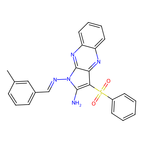 (E)-N1-(3-methylbenzylidene)-3-(phenylsulfonyl)-1H-pyrrolo[2,3-b]quinoxaline-1,2-diamine structure