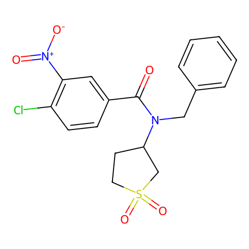 N-benzyl-4-chloro-N-(1,1-dioxidotetrahydrothiophen-3-yl)-3-nitrobenzamide structure