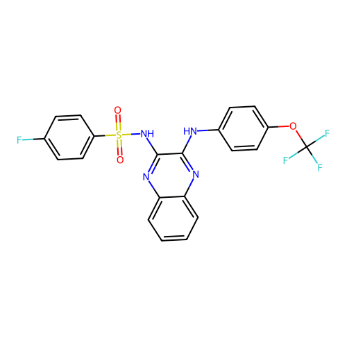4-fluoro-N-(3-{[4-(trifluoromethoxy)phenyl]amino}quinoxalin-2-yl)benzenesulfonamide structure