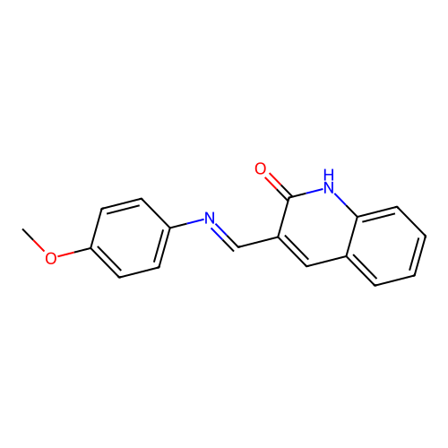 (E)-3-(((4-methoxyphenyl)imino)methyl)quinolin-2-ol structure