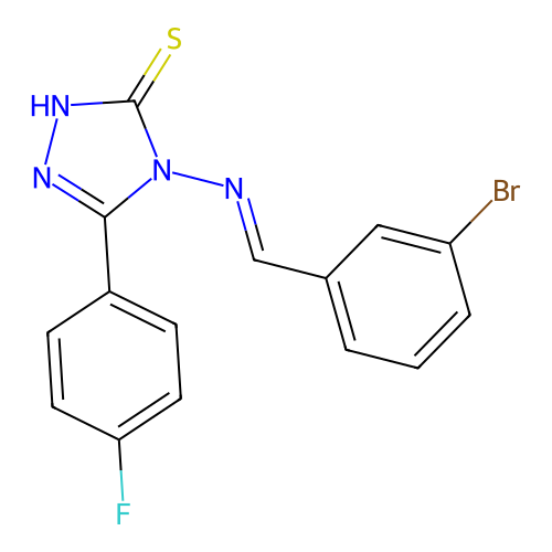 4-((3-Bromobenzylidene)amino)-5-(4-F-PH)-4H-1,2,4-triazol-3-YL hydrosulfide structure