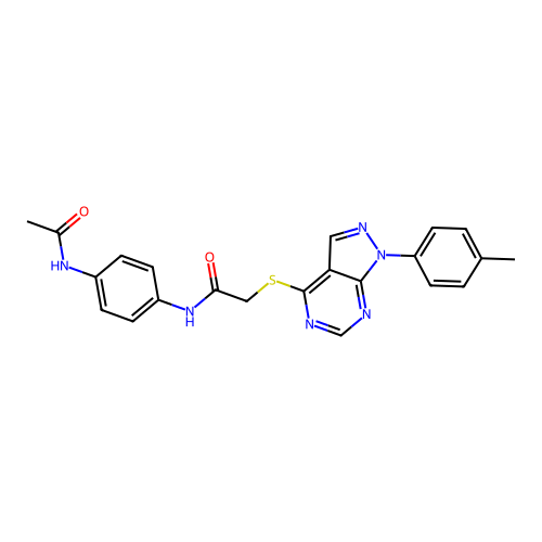N-(4-acetamidophenyl)-2-((1-(p-tolyl)-1H-pyrazolo[3,4-d]pyrimidin-4-yl)thio)acetamide structure