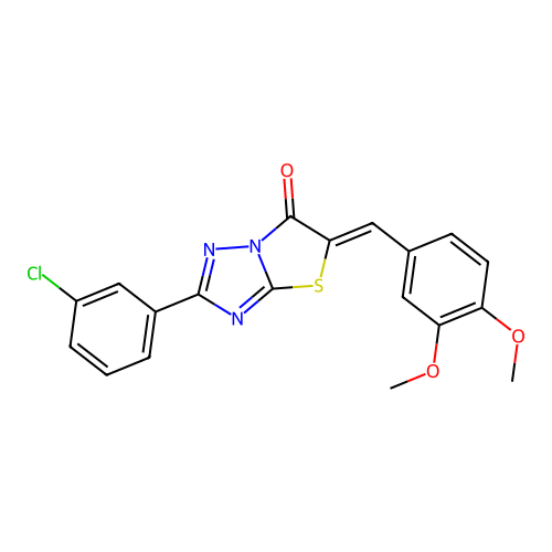 (Z)-2-(3-chlorophenyl)-5-(3,4-dimethoxybenzylidene)thiazolo[3,2-b][1,2,4]triazol-6(5H)-one structure