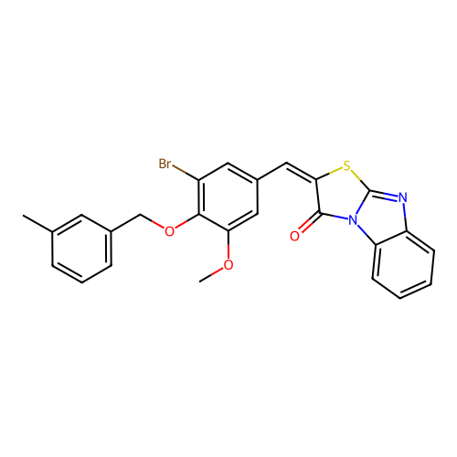 (E)-2-(3-bromo-5-methoxy-4-((3-methylbenzyl)oxy)benzylidene)benzo[4,5]imidazo[2,1-b]thiazol-3(2H)-one structure