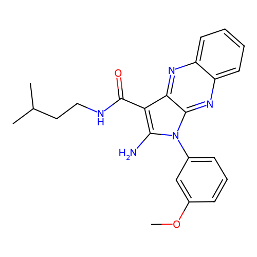 2-amino-1-(3-methoxyphenyl)-N-(3-methylbutyl)-1H-pyrrolo[2,3-b]quinoxaline-3-carboxamide structure