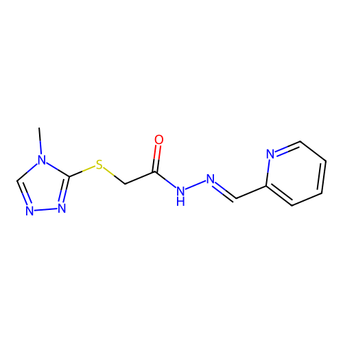 (E)-2-((4-methyl-4H-1,2,4-triazol-3-yl)thio)-N'-(pyridin-2-ylmethylene)acetohydrazide structure