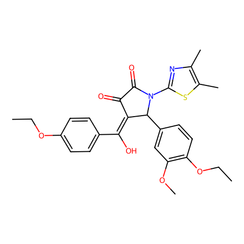 (4E)-1-(4,5-dimethyl-1,3-thiazol-2-yl)-5-(4-ethoxy-3-methoxyphenyl)-4-[(4-ethoxyphenyl)(hydroxy)methylidene]pyrrolidine-2,3-dione structure