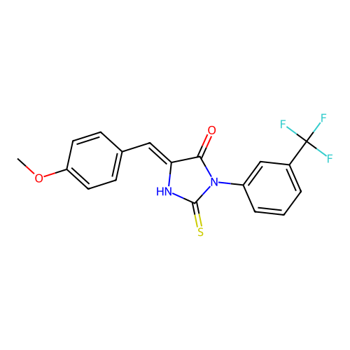 (Z)-5-(4-methoxybenzylidene)-2-thioxo-3-(3-(trifluoromethyl)phenyl)imidazolidin-4-one structure