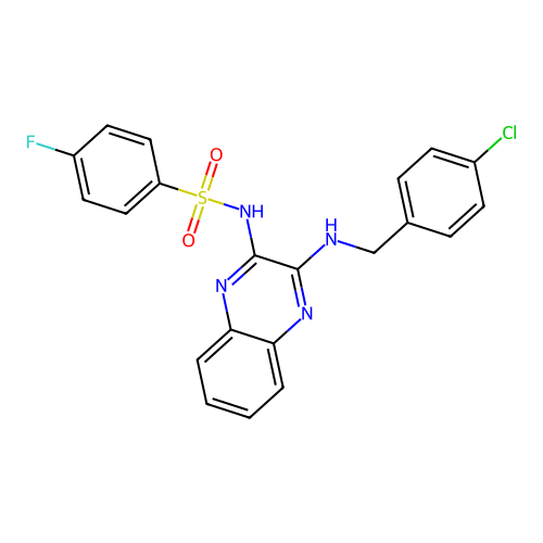 N-(3-((4-chlorobenzyl)amino)quinoxalin-2-yl)-4-fluorobenzenesulfonamide structure