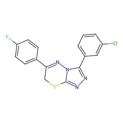 3-(3-chlorophenyl)-6-(4-fluorophenyl)-7H-[1,2,4]triazolo[3,4-b][1,3,4]thiadiazine structure