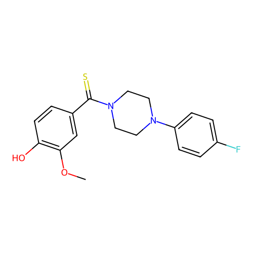 (4-(4-Fluorophenyl)piperazin-1-yl)(4-hydroxy-3-methoxyphenyl)methanethione structure