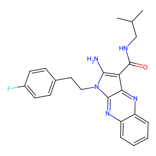 2-amino-1-(4-fluorophenethyl)-N-isobutyl-1H-pyrrolo[2,3-b]quinoxaline-3-carboxamide structure