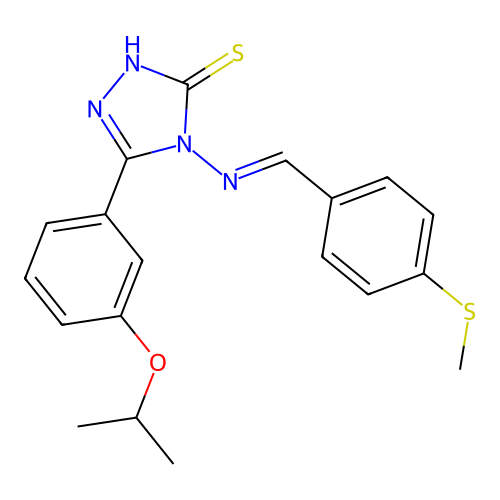 (E)-5-(3-isopropoxyphenyl)-4-((4-(methylthio)benzylidene)amino)-4H-1,2,4-triazole-3-thiol structure
