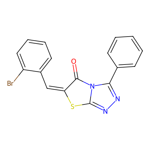 (E)-6-(2-bromobenzylidene)-3-phenylthiazolo[2,3-c][1,2,4]triazol-5(6H)-one structure