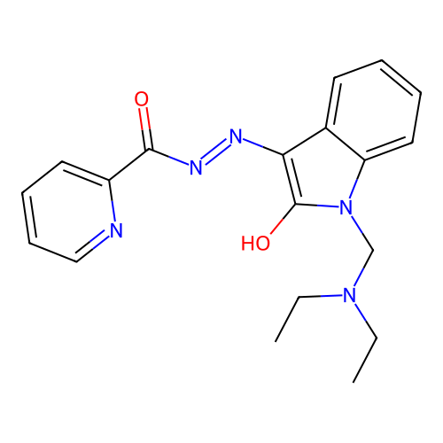 (Z)-N'-(1-((diethylamino)methyl)-2-oxoindolin-3-ylidene)picolinohydrazide structure