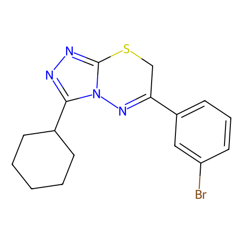 6-(3-bromophenyl)-3-cyclohexyl-7H-[1,2,4]triazolo[3,4-b][1,3,4]thiadiazine structure