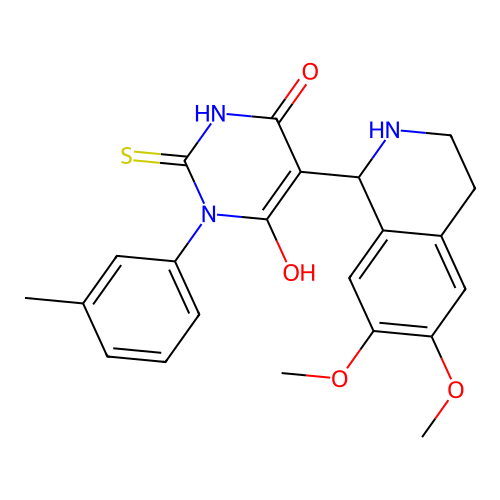 5-(6,7-dimethoxy-1,2,3,4-tetrahydroisoquinolin-1-yl)-6-hydroxy-2-thioxo-3-(m-tolyl)-2,3-dihydropyrimidin-4(1H)-one structure