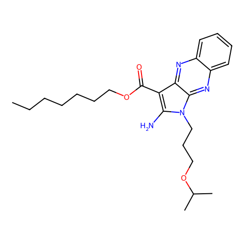 heptyl 2-amino-1-(3-isopropoxypropyl)-1H-pyrrolo[2,3-b]quinoxaline-3-carboxylate structure