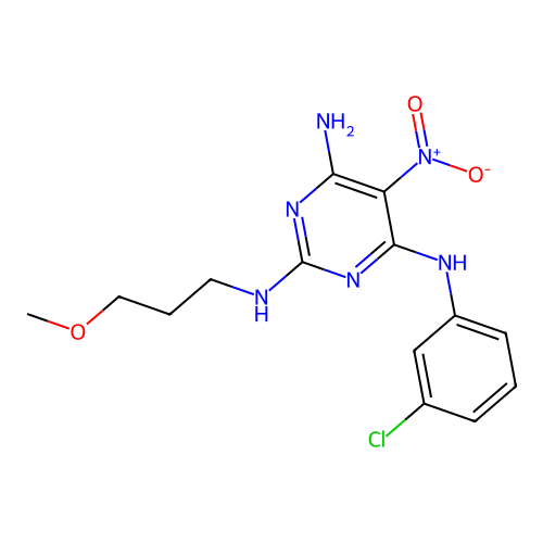 N~4~-(3-chlorophenyl)-N~2~-(3-methoxypropyl)-5-nitropyrimidine-2,4,6-triamine structure