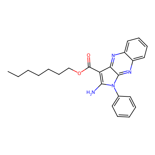 heptyl 2-amino-1-phenyl-1H-pyrrolo[2,3-b]quinoxaline-3-carboxylate structure