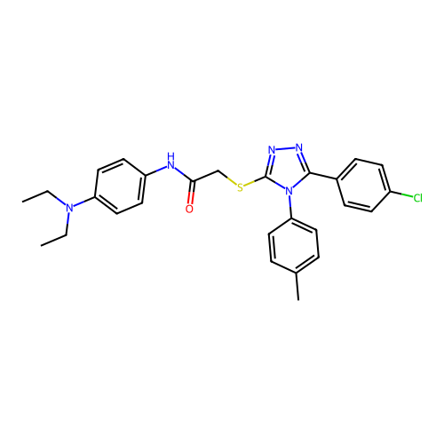2-((5-(4-chlorophenyl)-4-(p-tolyl)-4H-1,2,4-triazol-3-yl)thio)-N-(4-(diethylamino)phenyl)acetamide structure