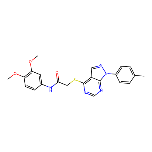 N-(3,4-dimethoxyphenyl)-2-((1-(p-tolyl)-1H-pyrazolo[3,4-d]pyrimidin-4-yl)thio)acetamide structure