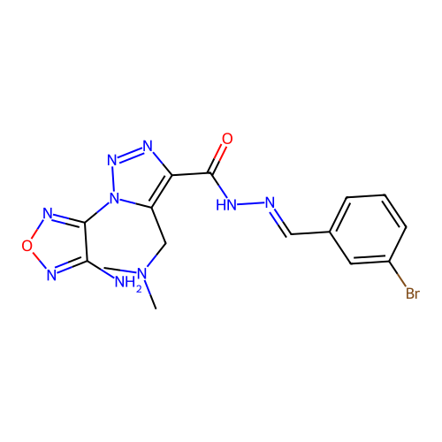 (E)-1-(4-amino-1,2,5-oxadiazol-3-yl)-N'-(3-bromobenzylidene)-5-((dimethylamino)methyl)-1H-1,2,3-triazole-4-carbohydrazide structure