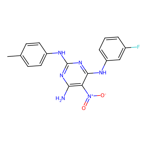 {6-Amino-2-[(4-methylphenyl)amino]-5-nitropyrimidin-4-yl}(3-fluorophenyl)amine structure