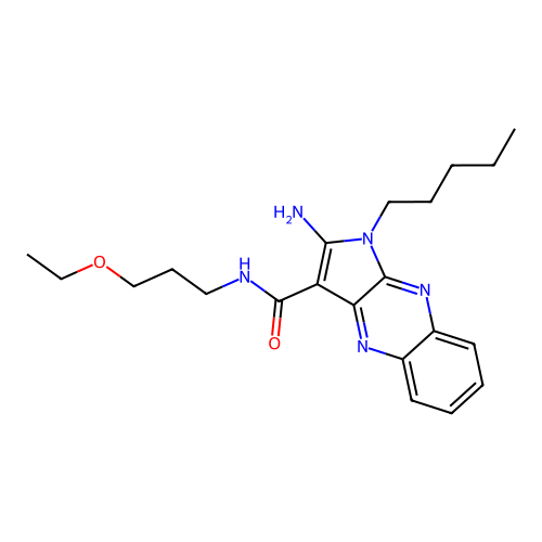 2-amino-N-(3-ethoxypropyl)-1-pentyl-1H-pyrrolo[2,3-b]quinoxaline-3-carboxamide structure